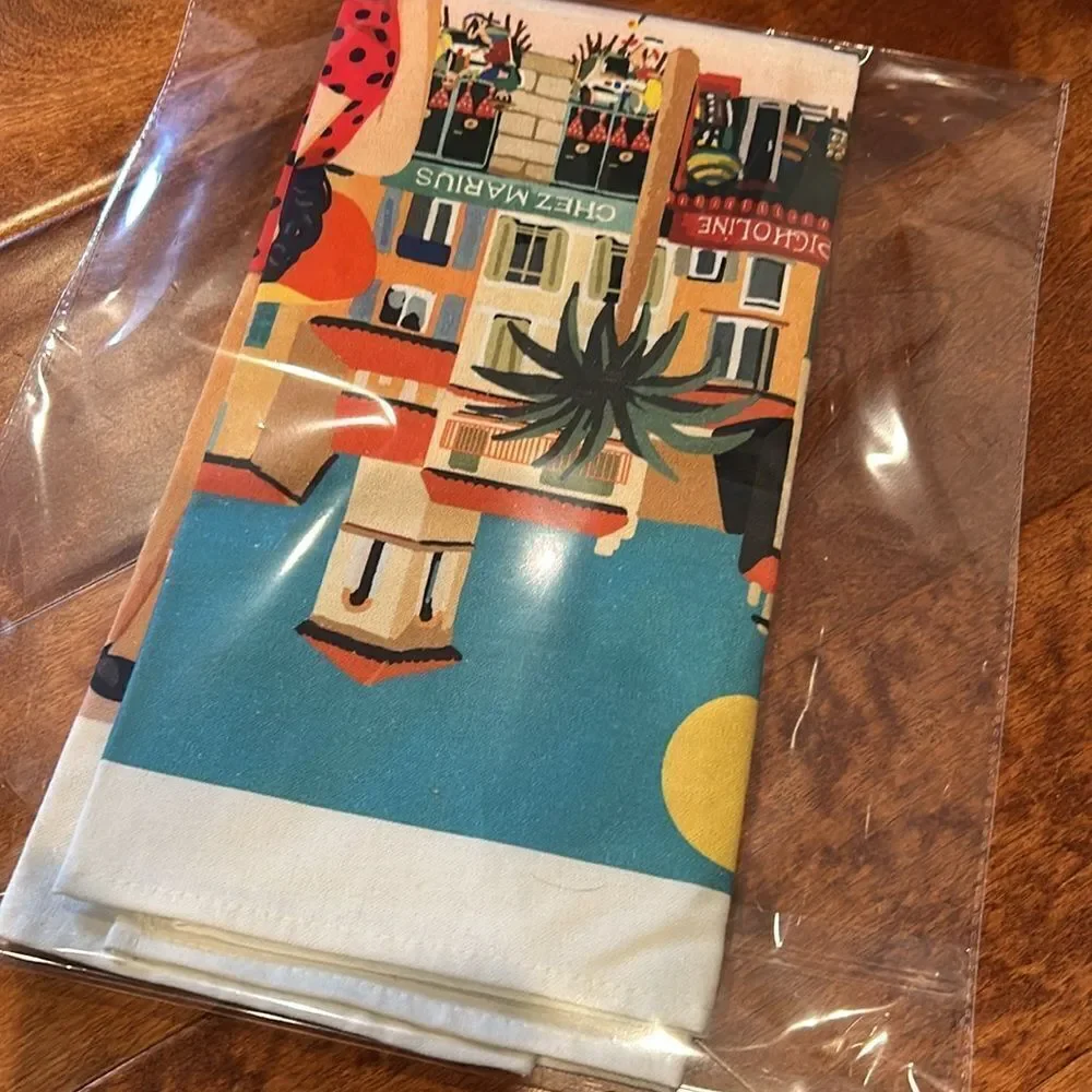 Cote D’Azure colorful tea towel never used